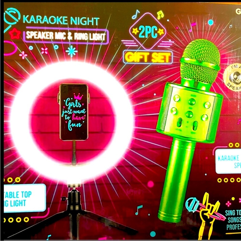 Microphone, Karaoke & Ring Light with Phone Holder Sets NWT​​